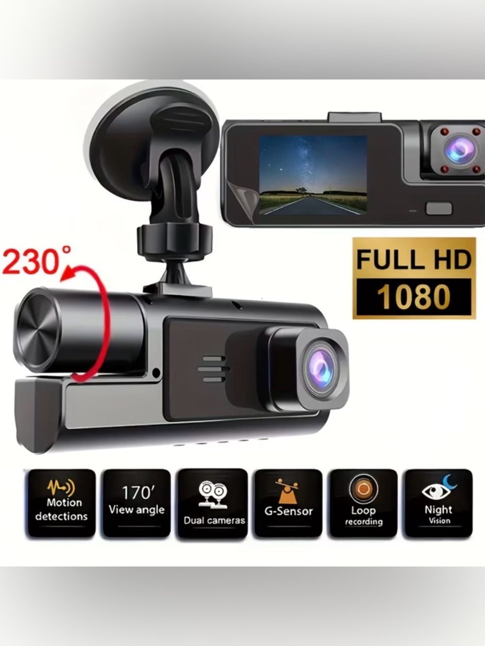 (28) - Dual Camera Dash Cam 1080P Full HD – Front & Interior Recording